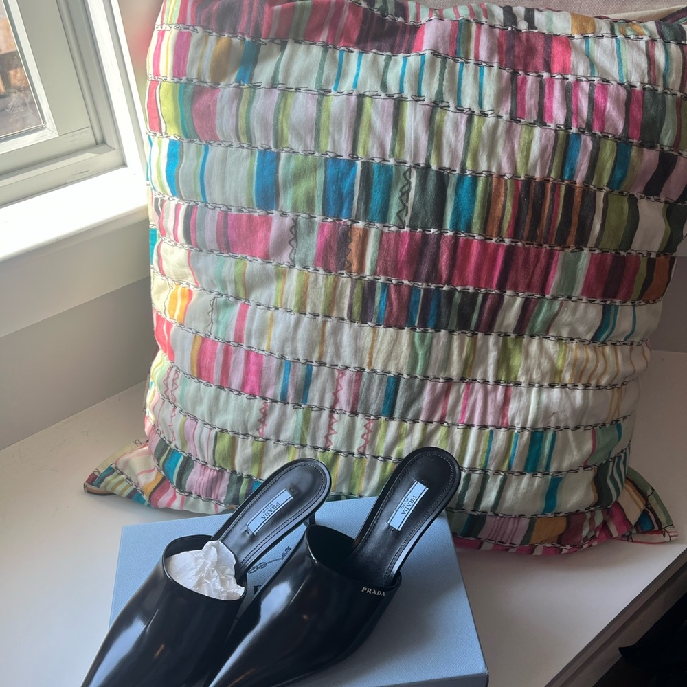Prada Black Patent Leather Mule Slides